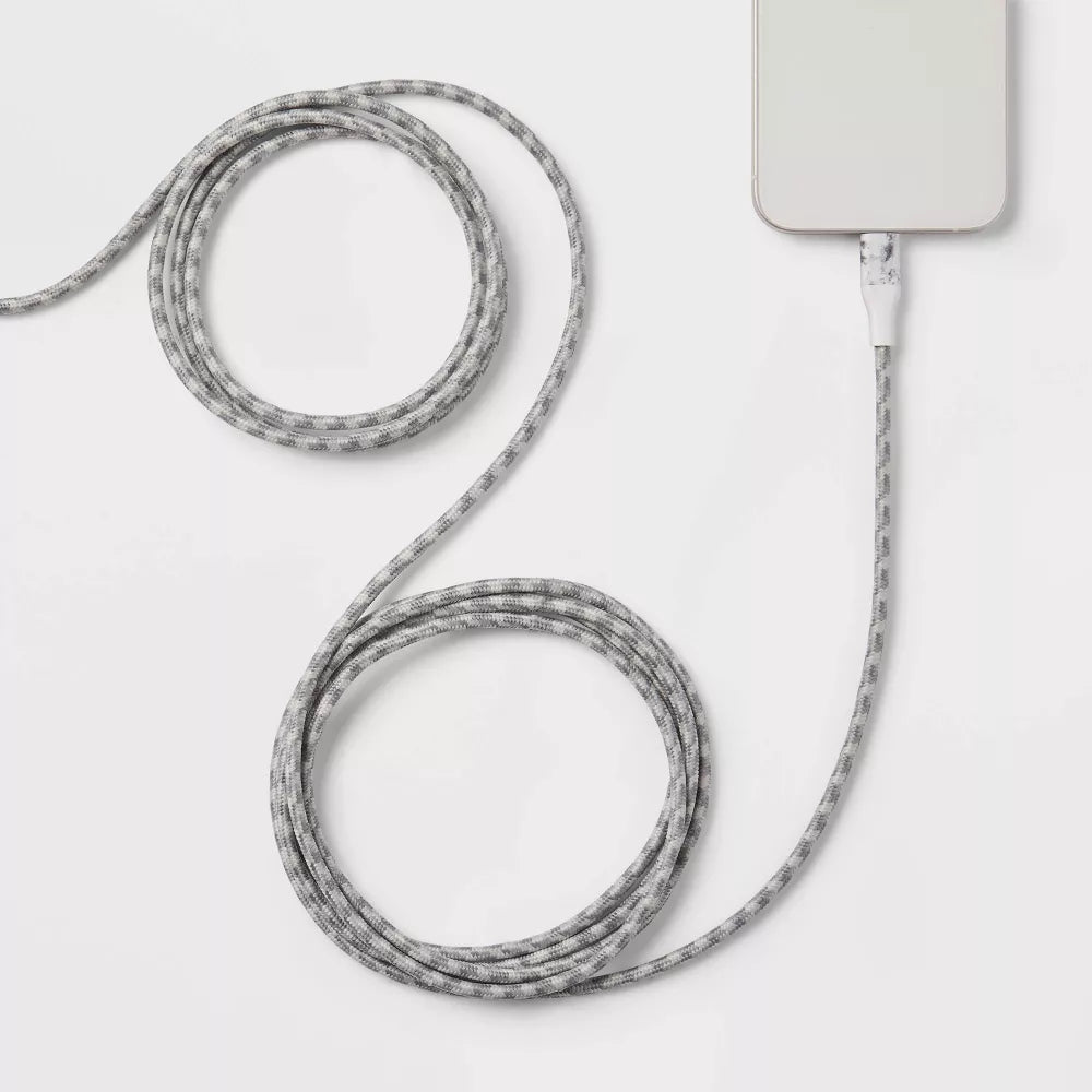 10ft Nylon Braided USB-C to Lightning Charging & Data Sync Cable