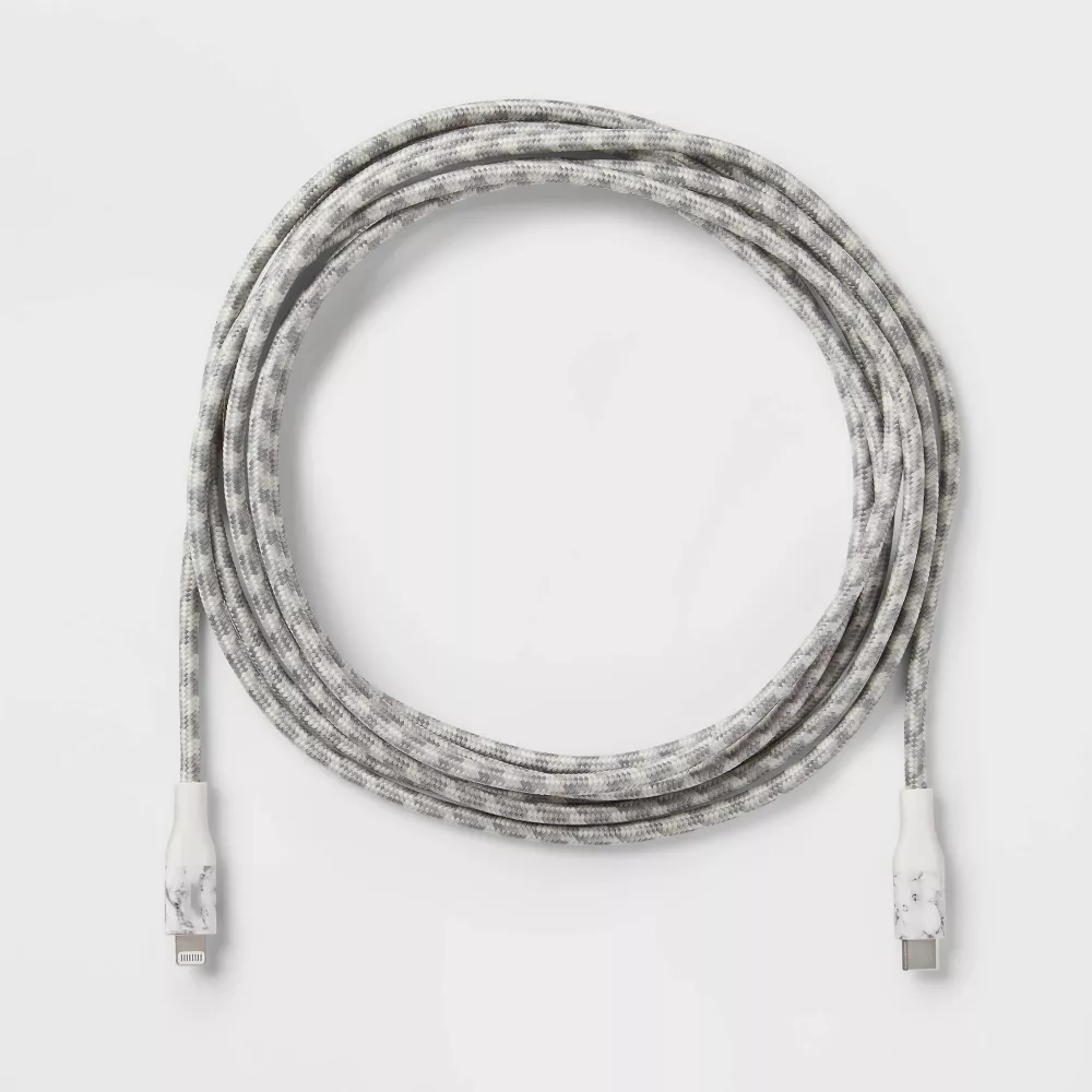 10ft Nylon Braided USB-C to Lightning Charging & Data Sync Cable