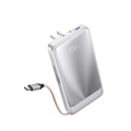 10000mAh 3-in-1 Travel Power Bank with Foldable AC Plug & Built-in USB-C Cable